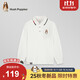 暇步士（Hush Puppies）童裝男童POLO衫25秋季兒童長(cháng)袖T恤經(jīng)典翻領(lǐng)上衣 本白 160
