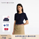 TOMMY HILFIGER春夏女裝優(yōu)雅通勤純色修身圓領(lǐng)內搭麻花肌理短袖針織衫 藏青色C1G M