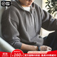 馬登工裝 美式休閑菠蘿紋針織衫半拉鏈連帽加厚保暖毛衣男秋季 灰色 XL