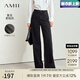 AMII開(kāi)學(xué)季換新裝2025秋季新款復古做舊洗水工藝棉質(zhì)牛仔長(cháng)褲女寬松闊 黑色 165/72A/L