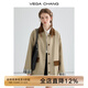 VEGA CHANG風衣女2025年春秋季新款拼色設計感寬松顯瘦休閑翻領外套 糖紙卡其 L
