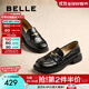百麗（Belle）海鷗米色樂(lè )福鞋女皺皮2025商場(chǎng)同款通勤百搭鞋D7D1DAA5預售 黑色 37 (235mm)