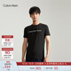 Calvin KleinJeans夏季男女情侶中性年輕ck多色印花透氣修身短袖T恤J320931 BEH-太空黑 L （推薦145-160斤）