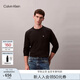 Calvin KleinJeans25秋季新款男士休閑通勤ck刺繡純棉圓領(lǐng)打底長(cháng)袖T恤4RD247G UB1-太空黑 L