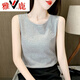 雅鹿刺繡打底吊帶背心外穿內搭百搭新款無(wú)袖舒適寬肩帶顯瘦女 灰色 2XL