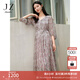 玖姿·安娜蔻優(yōu)雅復(fù)古肌理感靈動垂墜輕禮服連衣裙女秋款 花紫紅 M