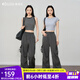 Olrain歐芮兒灰色美式休閑工裝褲女夏季2025新款復古運動高腰長褲 灰色 S 155/64A/S