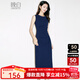 晚白【新品】2025秋款內搭單穿氣質(zhì)高級感裙子捏褶彈力包臀無(wú)袖連衣裙 深藍色 M