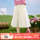 茵曼女童七分褲透氣薄款褲子2025夏季兒童中大童寬松休閑闊腿褲子 米白色 130
