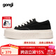 共跡gongji【范丞丞同款】厚底鞋女鞋板鞋厚底帆布鞋休閑鞋厚底帆布鞋男板鞋 森林黑 【張藝興同款] 偏大一碼 38 （243mm）