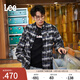 Lee25新品舒適版翻領(lǐng)寬松肌理格紋午夜藍男長(cháng)袖襯衫LMT009790207 午夜藍 L