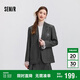 森馬西裝外套女中長款學(xué)院風(fēng)2025春寬松灰色休閑西服109125111001