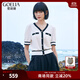歌莉婭小香風(fēng)套裝時(shí)尚微胖夏氣質(zhì)針織上衣黑色半身裙兩件套1B2CAA30A 00B黑色 M
