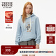 Teenie Weenie小熊秋冬裝學(xué)院風(fēng)藍色T恤索羅娜加絨連帽衛衣套頭衫 淺藍色 M (165)
