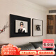 山水顏（SHANSHUIYAN）女人與貓中古風(fēng)復古輕法式沙發(fā)背景墻裝飾畫(huà)高級感客廳組合墻掛畫(huà) 女人與貓A 40*40cm+40*60cm 格調黑（拉絲鋁合金畫(huà)框） 立體款【立體雙層砂巖+立體小球】