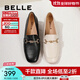 百麗（Belle）羊皮通勤樂(lè )福鞋女壓紋OL單鞋BZ520CA3 黑色 38
