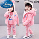 迪士尼女童裝女寶寶2嬰兒童加絨加厚1歲三件套裝3秋冬裝洋氣冬季衛衣服 小豬佩奇粉色三件套 90碼(身高80左右)