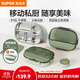 蘇泊爾（SUPOR）飯盒316不銹鋼自帶布包餐具學(xué)生上班族餐盤(pán)多分格不串味保溫飯盒 灰綠（含布包+餐具）2000ml