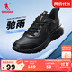 喬丹馳雨跑步鞋男運動(dòng)鞋冬季新款皮面革面防水減震軟底輕便跑鞋 黑色/金色 41