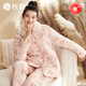 秋鹿睡衣女三層加厚夾棉加厚碎花高級感家居服套裝新款 珊瑚粉 L