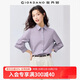 佐丹奴襯衫女純棉七分袖府綢法式文藝風(fēng)上衣泡泡袖白襯衣05345470 06灰紫 XL