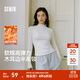 森馬（Semir）長(cháng)袖T恤女半高領(lǐng)緊身純色冬季2025新款發(fā)熱抓絨木耳邊打底衫 奶白10501 M