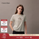 Calvin KleinJeans25夏季女士休閑通勤ck字母印花純棉針織圓領(lǐng)短袖T恤上衣 YAS-牛乳白 S