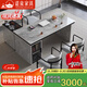 諾泉巖板茶桌椅組合現代簡(jiǎn)約辦公室家用陽(yáng)臺茶幾島臺茶臺燒水壺一體桌 1.4米茶桌+3主椅 瑞貝卡灰巖板（柜體顏色備注）