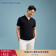 TOMMY HILFIGER【柔滑雙面布】春夏男裝純棉商務(wù)休閑純色翻領(lǐng)短袖T恤POLO衫 深藏青DW5 L （推薦：150-165斤）