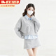 鉑吶苓衛衣套裝女兩件套秋季韓系減齡衛衣包臀半身裙運動(dòng)休閑裙子小個(gè)子 衛衣長(cháng)袖短裙兩件套【灰】 S