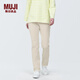 無(wú)印良品（MUJI）女式 橫豎彈力絲光斜紋 修身錐形褲 褲子休閑褲 BEM72C4S 象牙色 M (160/66A，下襠75cm)