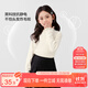 左西女童打底衫半高領(lǐng)長(cháng)袖T恤兒童上衣2025新款女孩保暖衣 奶白色 140