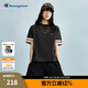 Champion冠軍短袖女2025春季新款拼接撞色美式復(fù)古風(fēng)T恤潮牌寬松 水墨黑 M