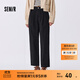 森馬[商場(chǎng)同款]休閑褲女簡(jiǎn)約寬松長(cháng)褲2024秋季新款顯瘦顯高錐形褲 黑色90001 M