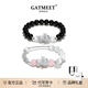 GATMEET貔貅黑曜石手鏈999銀男女款招財手串畢業(yè)禮禮物送女友國潮LEONAJ 好運貔貅手鏈一對丨黑色+粉色