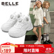 百麗童鞋【免系旋扣】?jì)和\動(dòng)鞋跑步鞋春秋老爹鞋透氣小白鞋白色37
