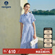 Navigare意大利小帆船女全棉條紋連衣裙短袖收腰中長(cháng)裙2322875516 藍 L