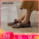 斯凱奇（Skechers）女鞋小香風(fēng)淺口單鞋百搭復古通勤鞋一腳蹬尖頭平底鞋158676