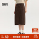 森馬（Semir）森柔牛仔|牛仔半身裙女開(kāi)叉長(cháng)裙顯腿長(cháng)秋鹽系直筒裙103524120003