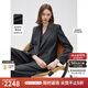 朗姿純羊毛復古灰色條紋西服外套氣質(zhì)正裝2025秋季新款高級感西裝 深灰色2 L