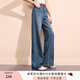 香影直筒牛仔褲女2025秋季新款窄版高腰顯瘦寬松百搭復(fù)古垂感長褲 牛仔藍 M
