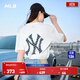 MLB官方 男女情侶背標老花大LOGO短袖休閑圓領(lǐng)T恤25夏季新款TSM06 紐約洋基隊/象牙色 S