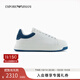 EMPORIO ARMANI/阿瑪尼官方旗艦新款男士輕戶(hù)外拼接綁帶休閑運動(dòng)厚底鞋秋季 FB060-米白色/藍色 41