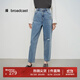 播商場(chǎng)同款不規則破洞牛仔褲女25早春新款寬松長(cháng)褲BDS1KD0474 B29淺牛仔藍 S
