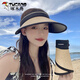 啄木鳥(niǎo)（TUCANO）UPF50+大帽檐遮陽(yáng)帽女夏季騎車(chē)防紫外線(xiàn)空頂防曬帽uv太陽(yáng)帽子遮臉 卡其色 【升級可卷】(黑色發(fā)帶) 升級款可折疊