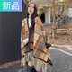 妃奧絨【生日禮物】披肩女2025新款圍巾女格子百搭秋冬季斗篷新年禮物 楓葉黃【七夕情人節禮物送女友女朋友老婆生日禮物3. 均碼