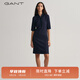 GANT/甘特中長裙多巴胺秋冬新款女士時(shí)尚五分袖Polo領(lǐng)隱藏扣連衣裙 433夜藍(lán)色 M