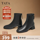 他她（TATA）奶皮靴法式氣質(zhì)短靴女靴通勤瘦瘦靴彈力靴秋冬新WYX02DD4 黑色 37