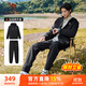 駱駝（CAMEL）加絨連帽運動(dòng)服男裝防潑水休閑兩件套 C14CF0L4604 幻影黑 XL