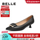 百麗（Belle）方扣高跟鞋女商場(chǎng)同款羊皮四季細跟單鞋Z2N2DCQ3 黑色 35 (225mm)